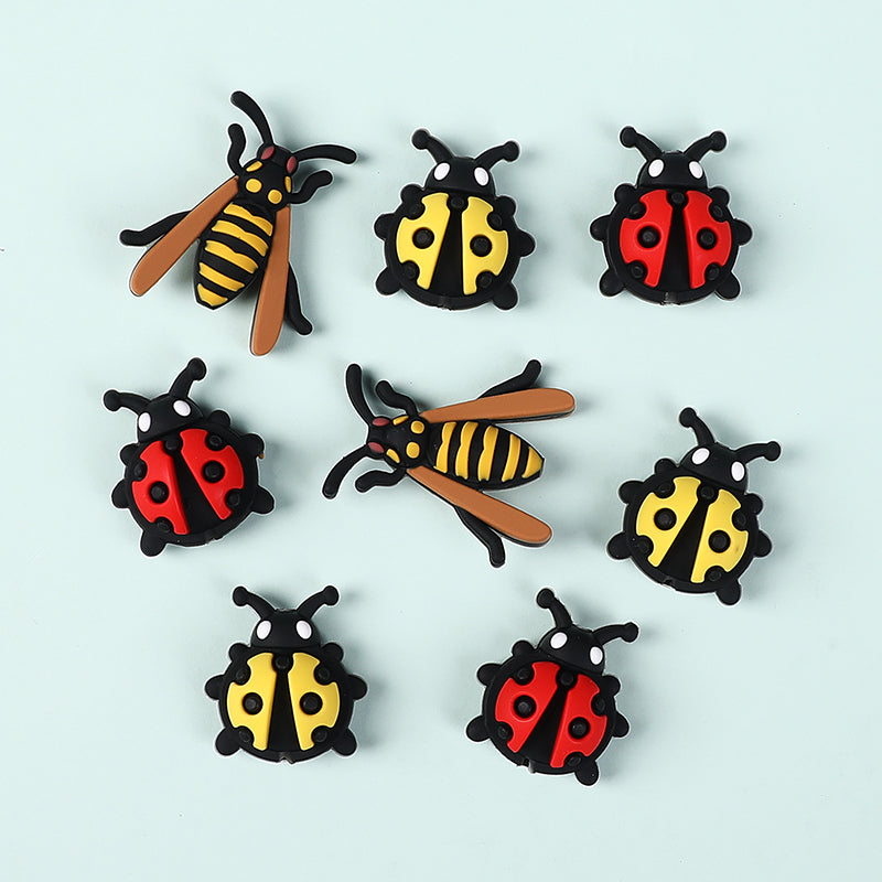 20Pcs Silicone 3D Focal Beads Ladybug Wasp Insect Design 2