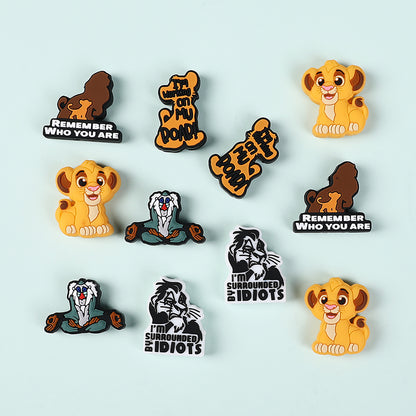 20Pcs Silicone Focal Beads Young Lion with Text Decorations