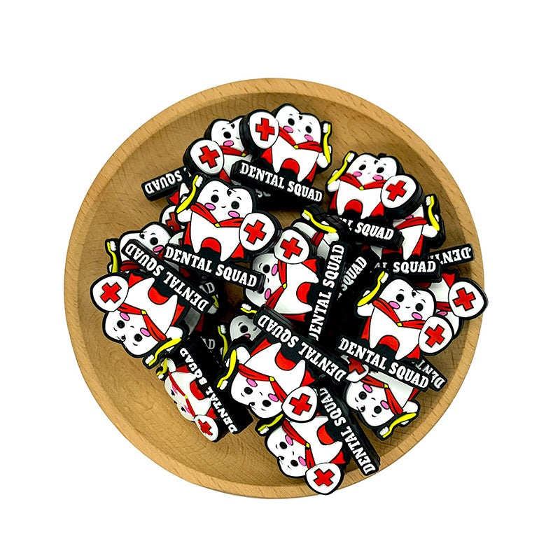 20pcs Silicone Focal Beads Dental Squad Tooth Character Holding Shield 2