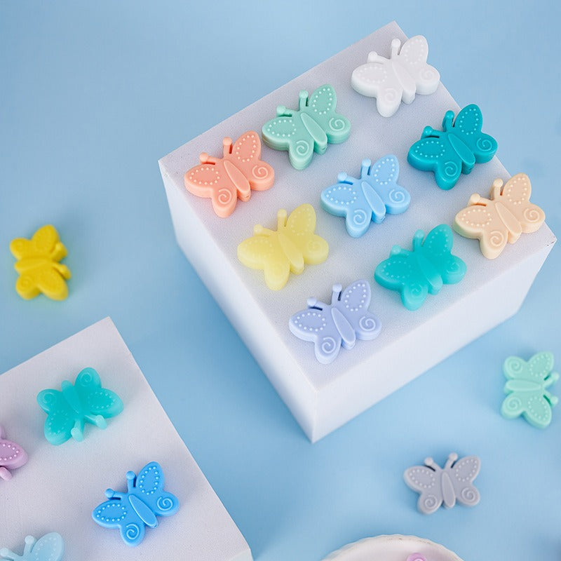 20pcs Silicone Focal Beads Butterfly Side Profile 3