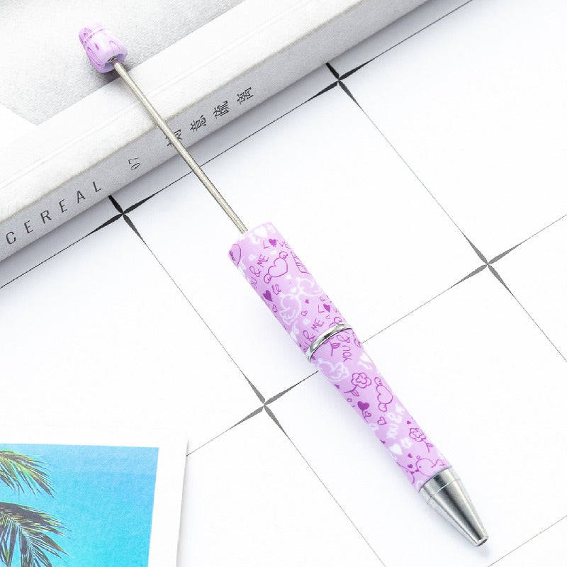 Valentine's Day Heart Print Beadable Ballpoint Pens 14.4cm DIY 13