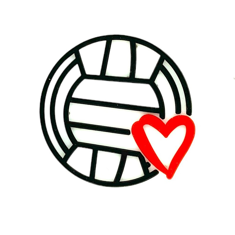 20pcs Silicone Focal Beads Sports Balls with Heart Detail 3