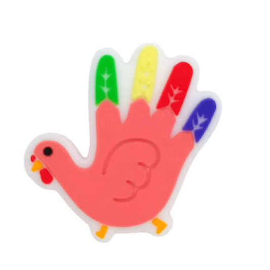 Silicone Focal Beads Colorful Tailed Chicken Front Facing