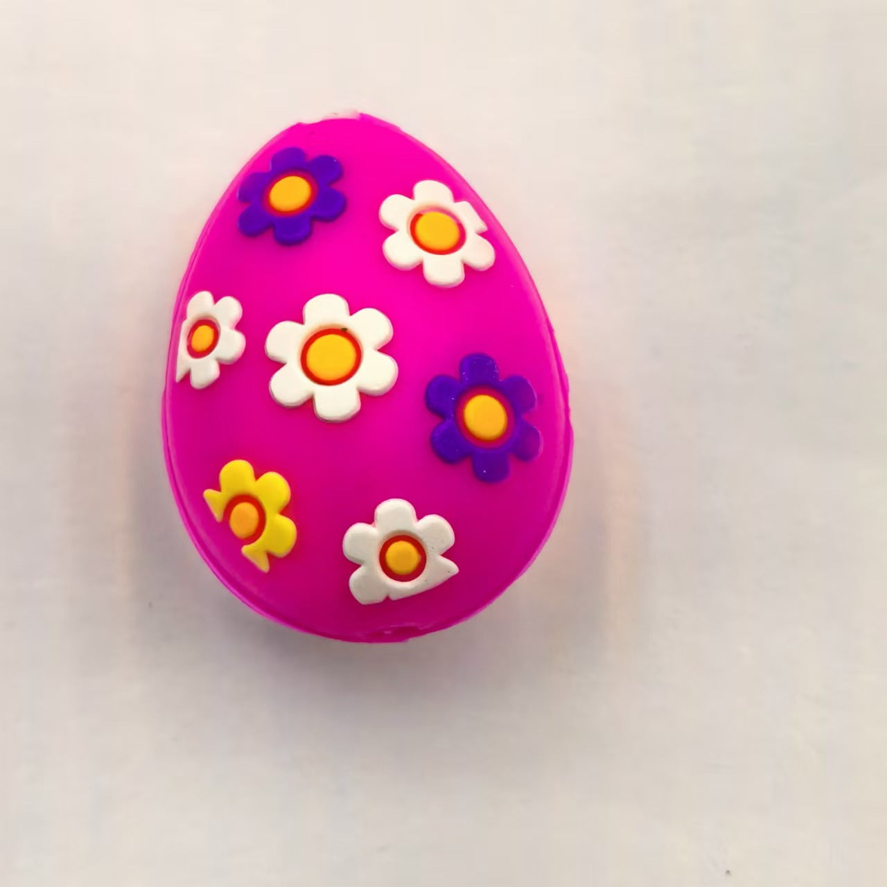 Silicone 3D Focal Beads Easter Egg Four Color Flower Design 4