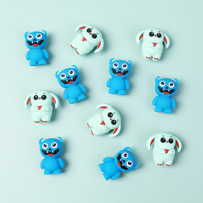 20Pcs Silicone 3D Focal Beads Cute Little Monster Various Colors 9