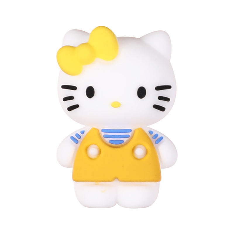 20Pcs Silicone 3D Focal Beads White Cat No Mouth Red Bow Wearing Clothes 10