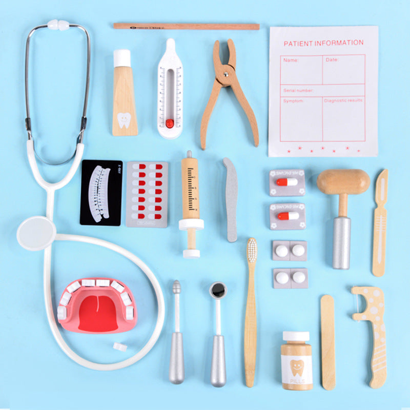 Wooden Medical Bag Montessori Toys Pretend Play for Kids 4