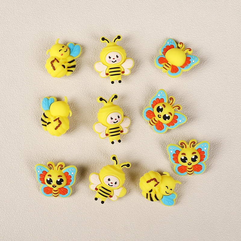 Silicone 3D Focal Beads Bee Butterfly with Smiling Faces 4