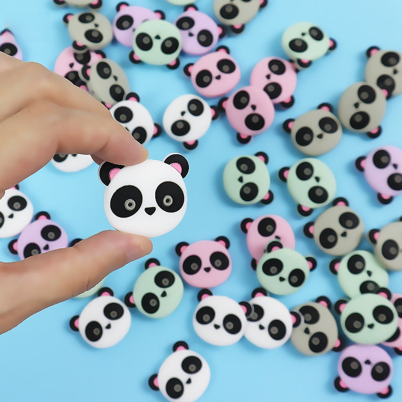 Silicone Focal Beads Cartoon Animal Panda Face with Ears 2