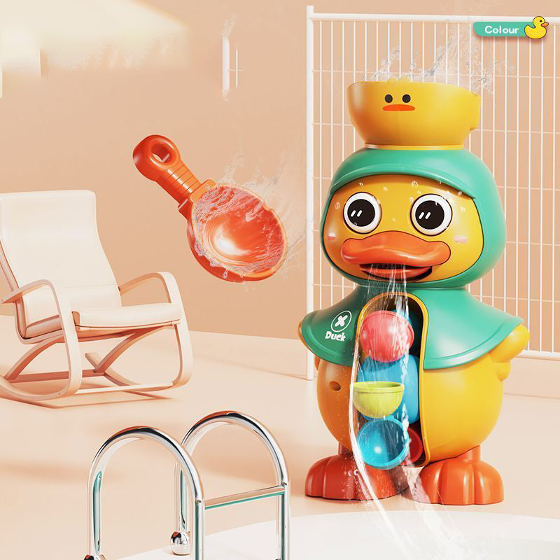 Duck Rotating Waterwheel Bath Toy with Spoon for Toddlers 3