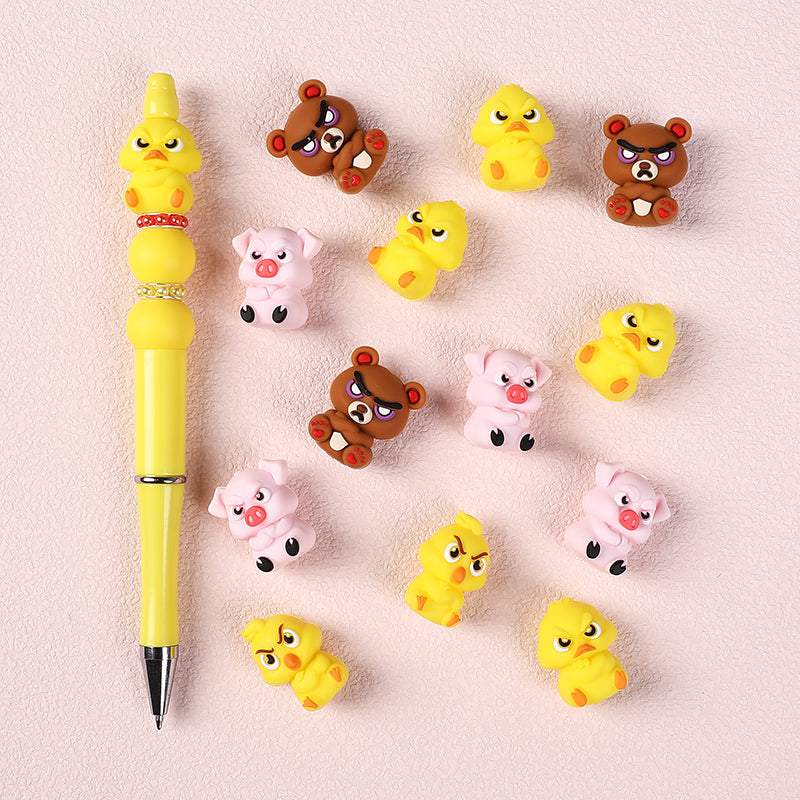Silicone 3D Focal Beads Angry Animal Front Facing 5