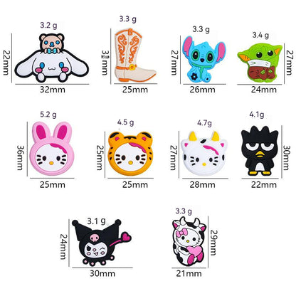 20pcs Silicone Focal Beads Round Ear Mouse Character Accessories Bulk 4