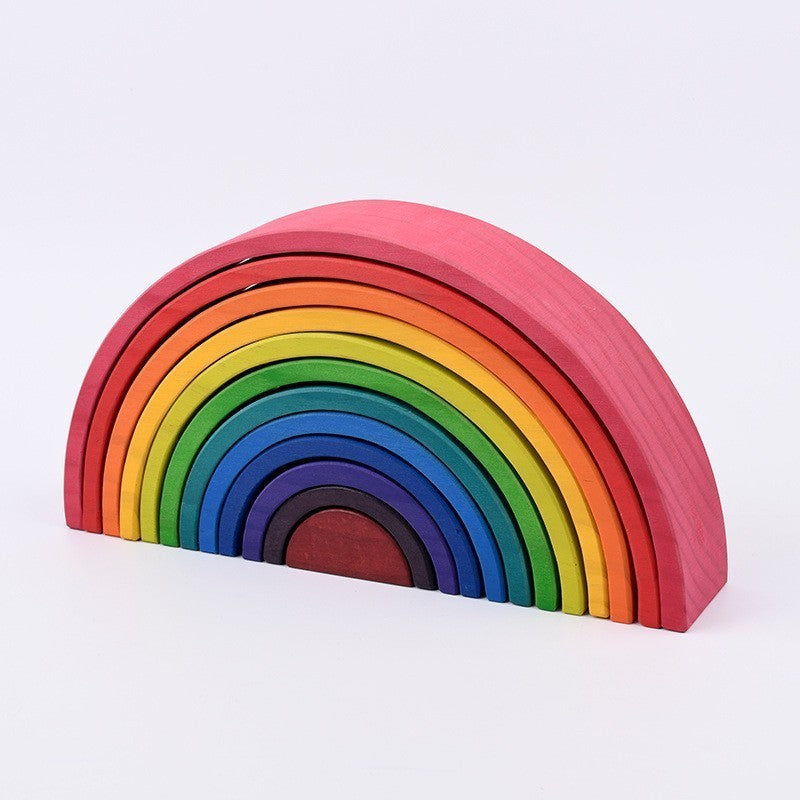Wooden Rainbow Stacking Blocks Building Blocks Educational Toy 12pcs