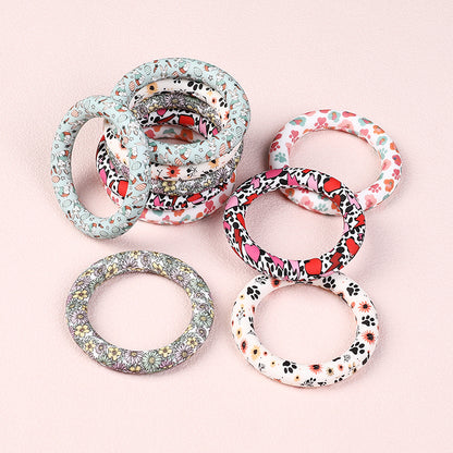 65mm Printed Silicone Beads Ring Shape Printed Design 2