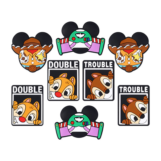 20Pcs Silicone Focal Beads Round Ear Mouse Character with Cowboy Hat and Space Helmet