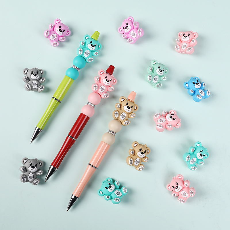 Silicone 3D Focal Beads Hug Bear Sitting Pose 8