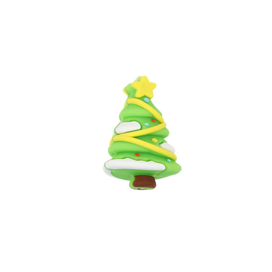 20Pcs Silicone 3D Focal Beads Christmas Tree Five Pointed Star Top
