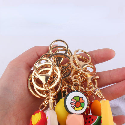 Cartoon Fruit Silicone Bead Keychain Food Charm Variety 3