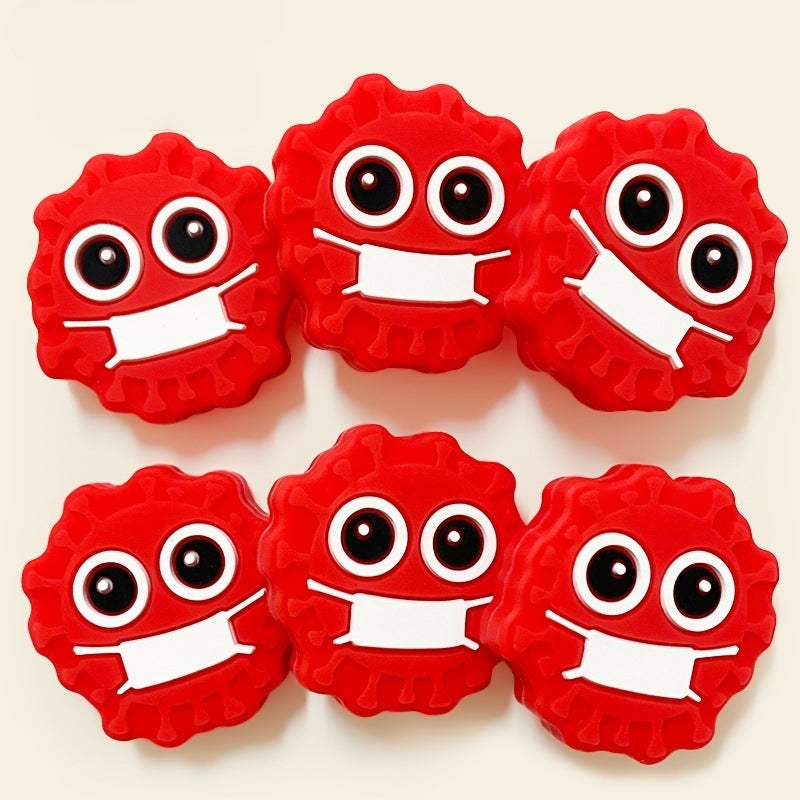 20Pcs Silicone Focal Beads Bacterial Virus Cartoon Face Design