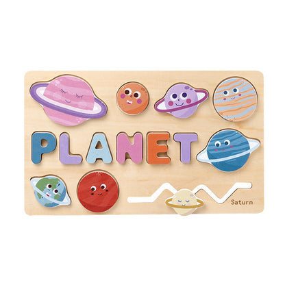 Wooden Montessori Toys Planet Hand Grab Board for Toddlers