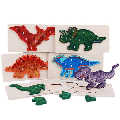 Wooden Dinosaur 3D Puzzle Educational Toy for Kids
