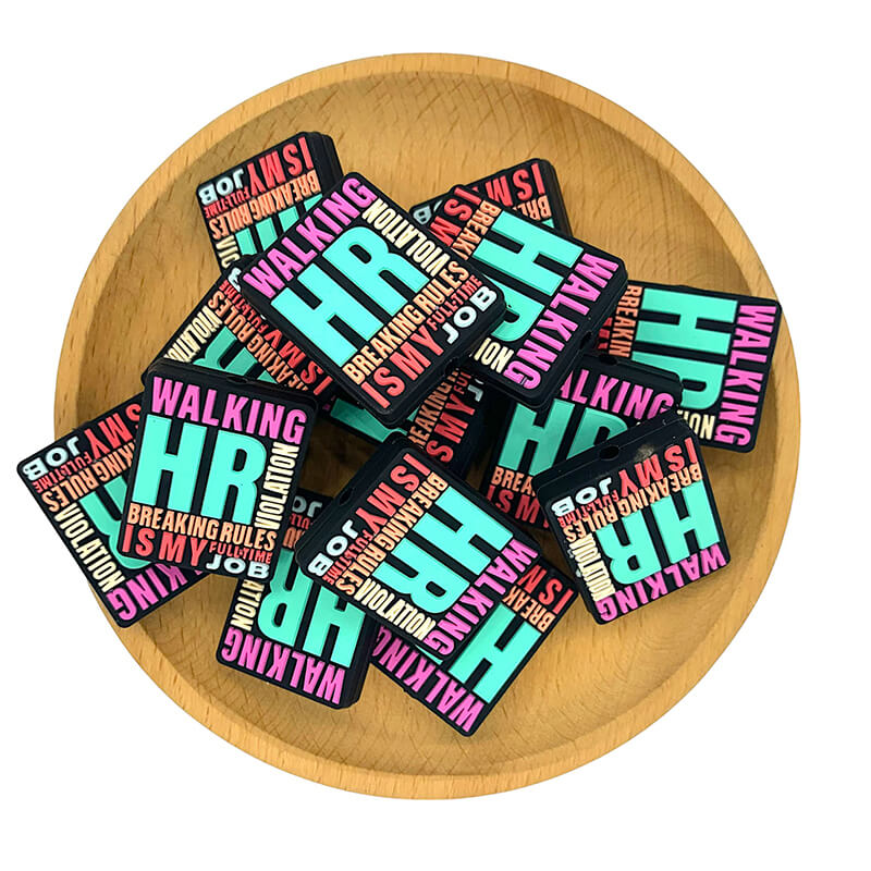 Silicone Focal Beads Walking HR Text Design 2