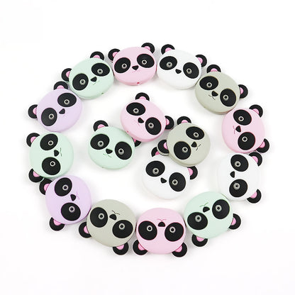 Silicone Focal Beads Cartoon Animal Panda Face with Ears 5