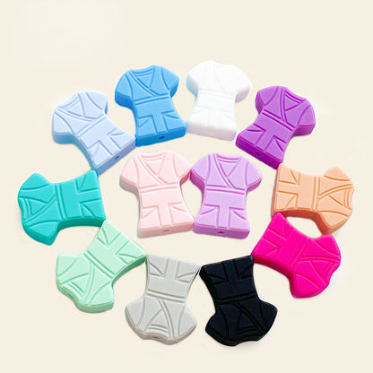 10pcs Silicone Focal Beads Cloth Shirt Shape with Belt Detail