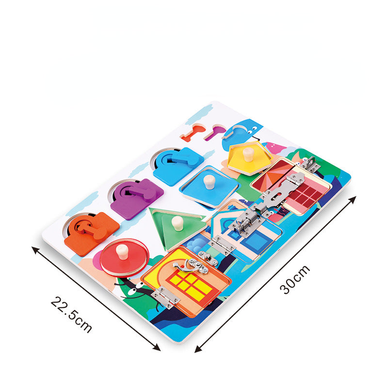 Plastic Montessori Toys Busy Panel Unlocking Learning Board 30x22.5cm