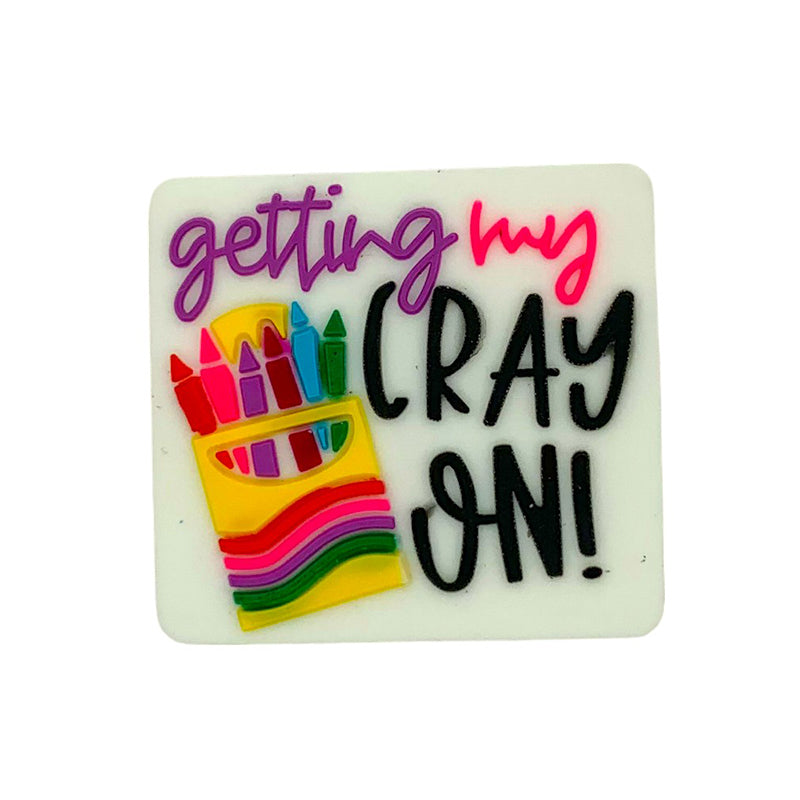 20pcs Silicone Focal Beads Crayon Box with Text Design