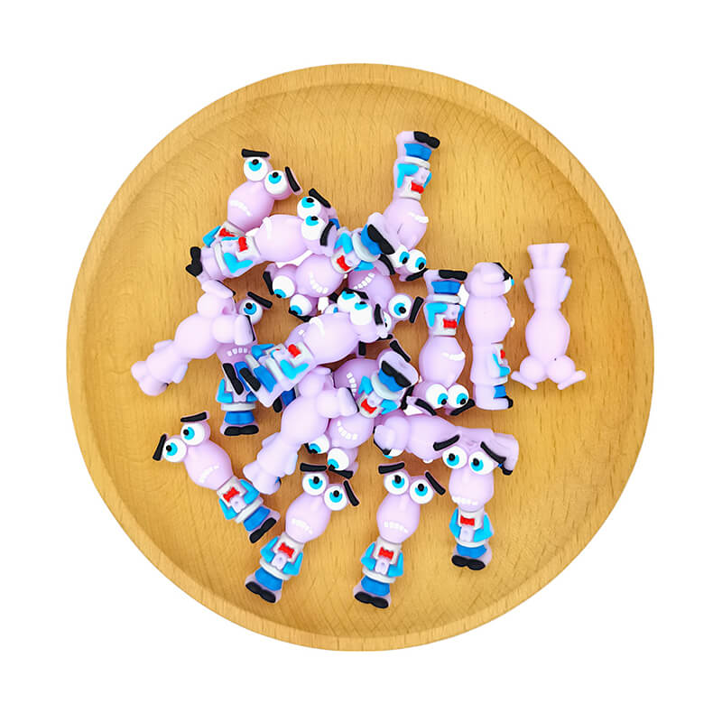 Silicone 3D Focal Beads Inside Out Fear Purple Character Front Facing 2