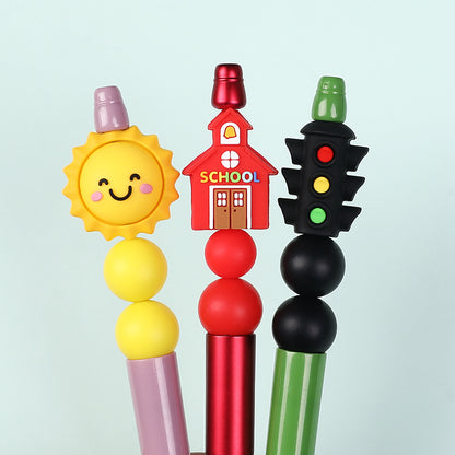 20Pcs Silicone 3D Focal Beads Traffic Light Sun School Front Facing 6
