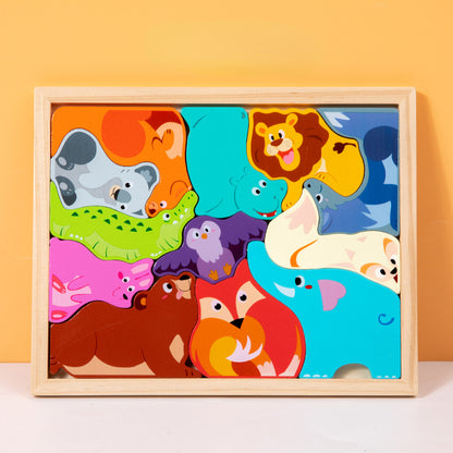 Wooden 3D Puzzle Creative Animal and Vehicle Toys for Kids 6