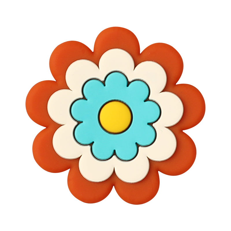 Silicone Focal Beads Bohemian Seven Flowers Layered Petal Detail 14