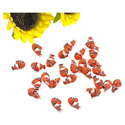20Pcs Silicone 3D Focal Beads Cute Fish Side Profile Orange 2