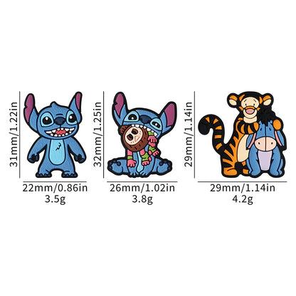 20Pcs Silicone Focal Beads Blue Alien Character Large Ears Sitting Pose and Blue Donkey with Tiger Companion 9