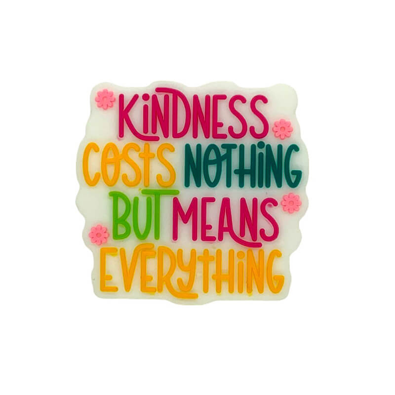Silicone Focal Beads Kindness Quote Colorful Text Design