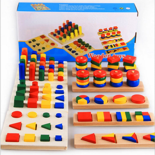 Wooden Montessori Toys Family Sorting and Stacking Set