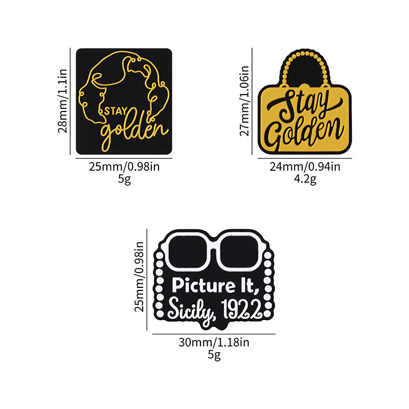 Silicone Focal Beads The Golden Girl Gold Bag and Text Detail 10