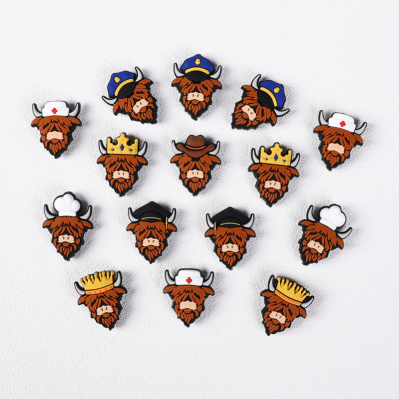 Silicone Focal Beads Seven Professions Highland Cattle Front Facing 4