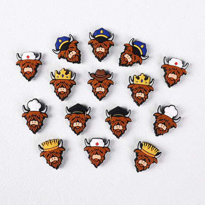 Silicone Focal Beads Seven Professions Highland Cattle Front Facing 4