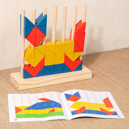 Wooden Montessori Toys Rainbow Triangle Building Blocks Educational 6