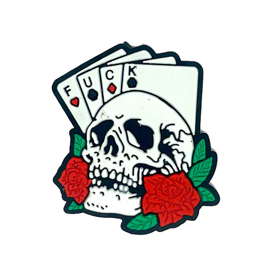 20pcs Silicone Focal Beads Halloween Skull Head with Playing Cards and Roses