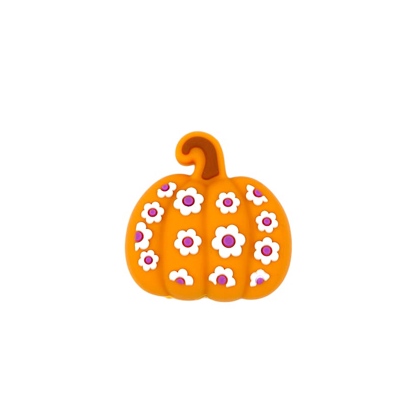 20Pcs Silicone 3D Focal Beads Halloween Flower Pumpkin Design
