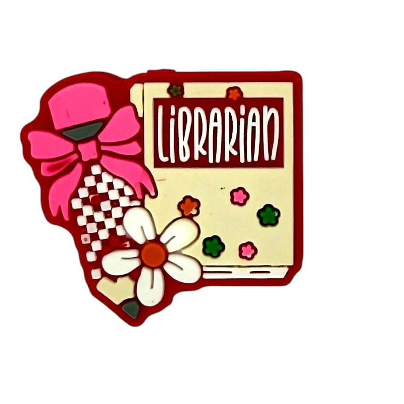 20Pcs Silicone Focal Beads Librarian Book Holding Flower Design 5