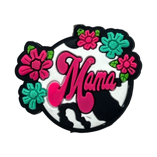 20pcs Silicone Focal Beads Mama Floral Text Design
