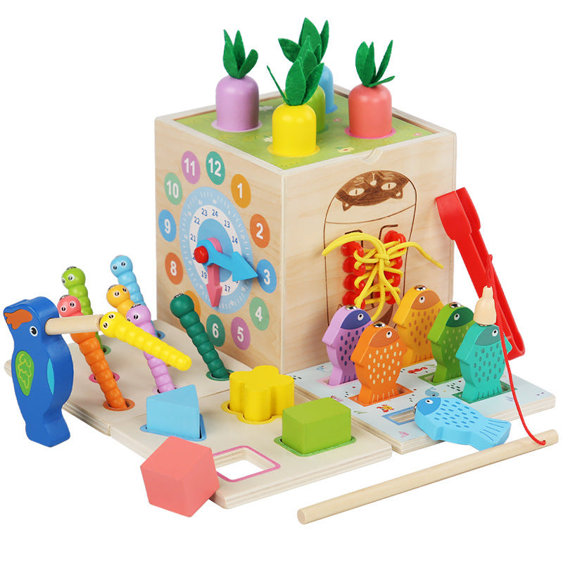 Wooden Montessori Toys Shape Pairing Pulling Out Carrots Activity