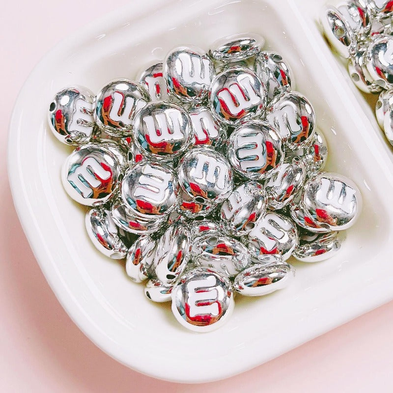 10pcs 14mm M Beans Acrylic Beads Jewelry Making Craft Supplies 18