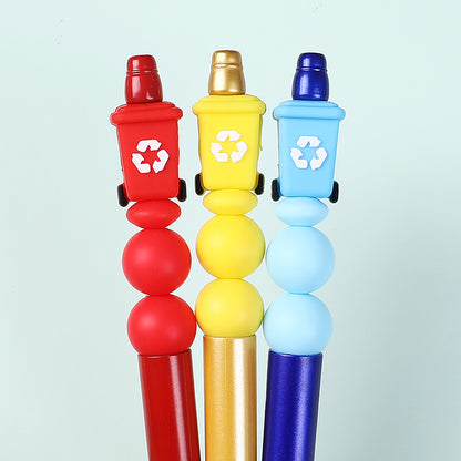 Silicone 3D Focal Beads Sanitation Series Recycling Bin and Cap Designs 8
