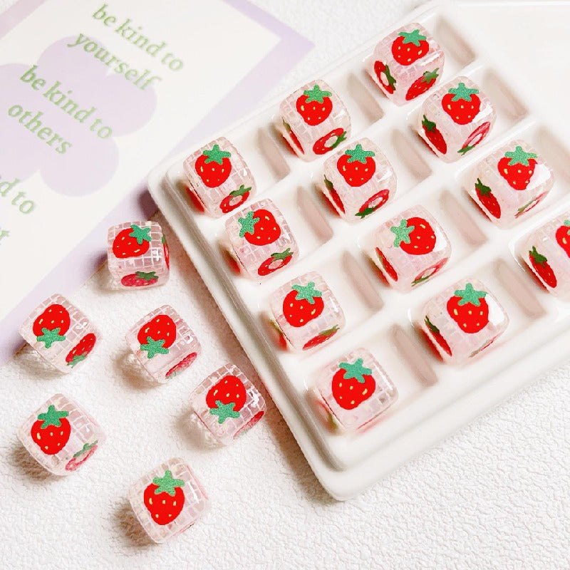 10pcs 14mm Fruit Square Transparent Acrylic Beads DIY Bracelet Making 9